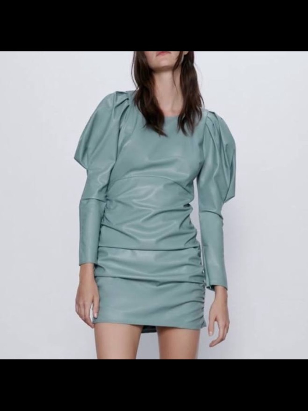 Zara Mint Green Puff-Sleeve Mini Dress